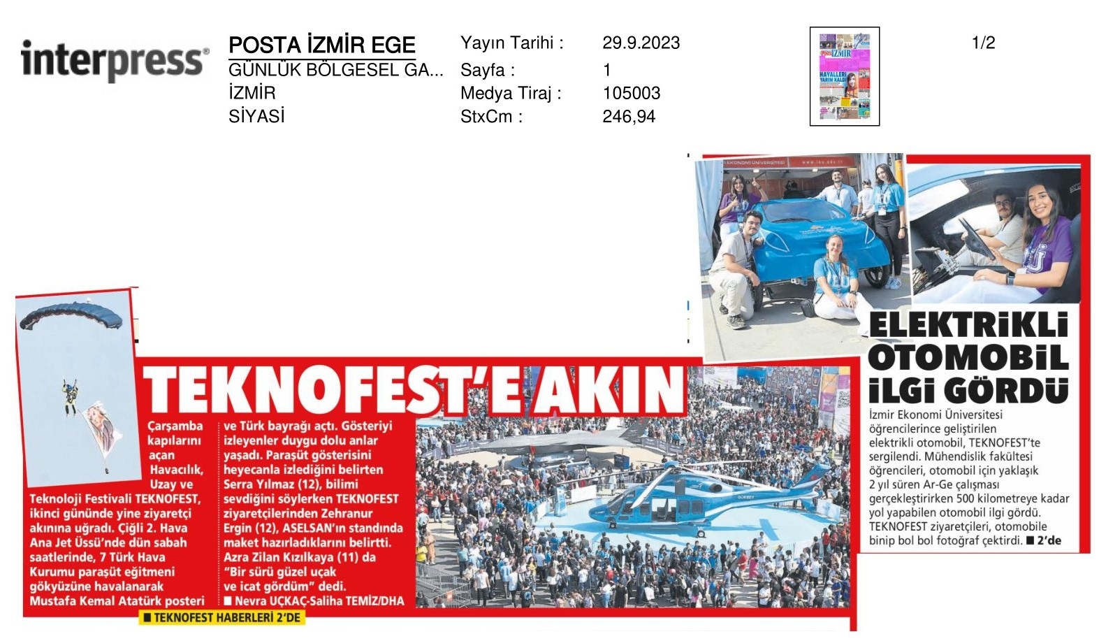TEKNOFEST’e 'İzmir Ekonomi' Damgası