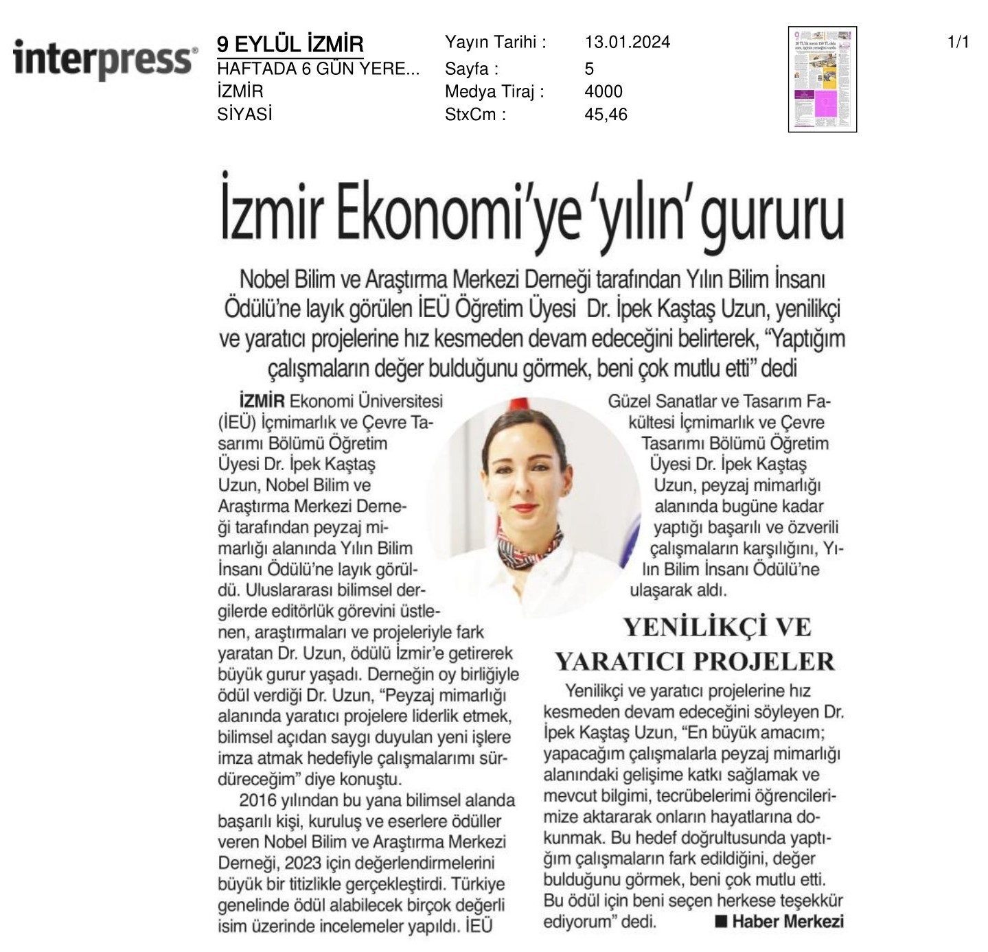 İzmir Ekonomi’ye ‘Yılın’ Gururu