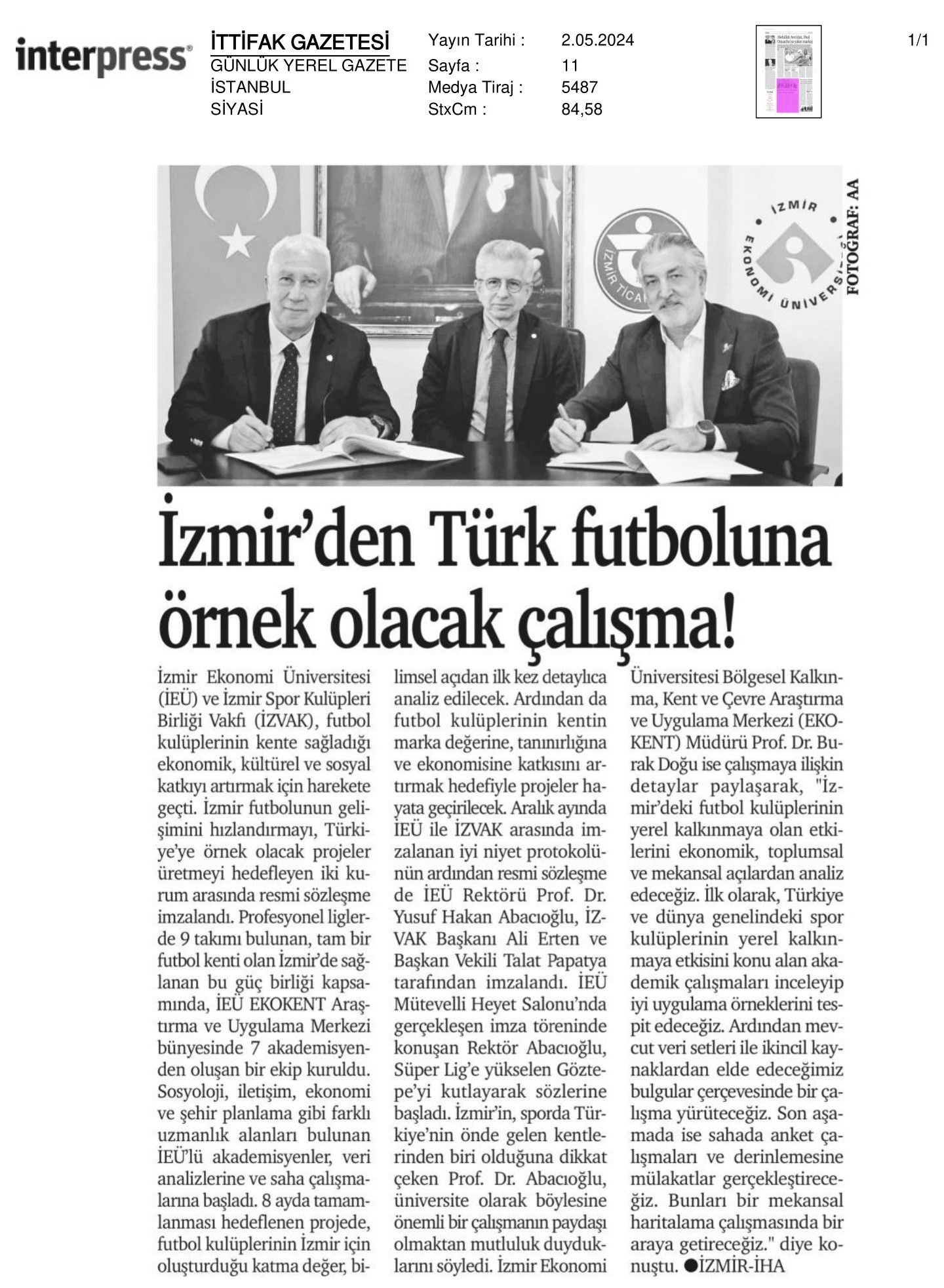 İzmir’den Türk Futboluna Örnek Olacak Çalışma