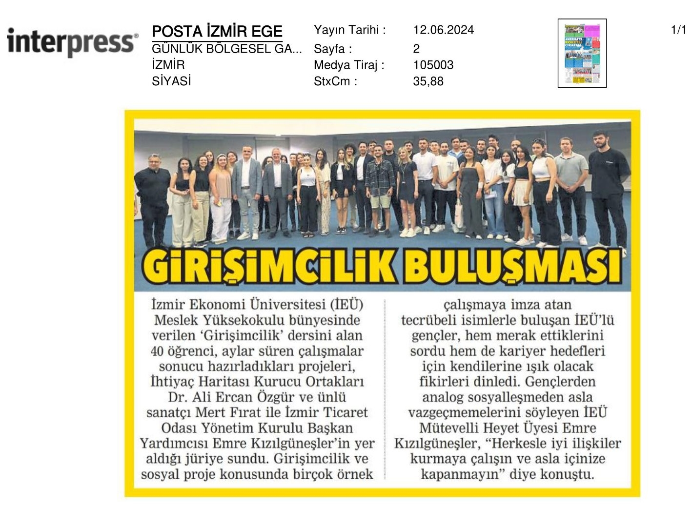 İzmir Ekonomi’de ‘Girişimcilik’ Buluşması