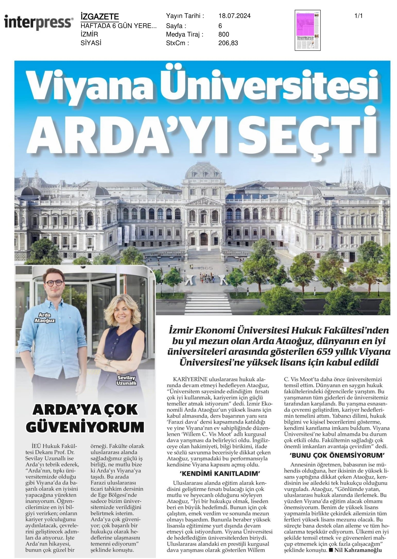 Viyana ‘Arda’yı Seçti