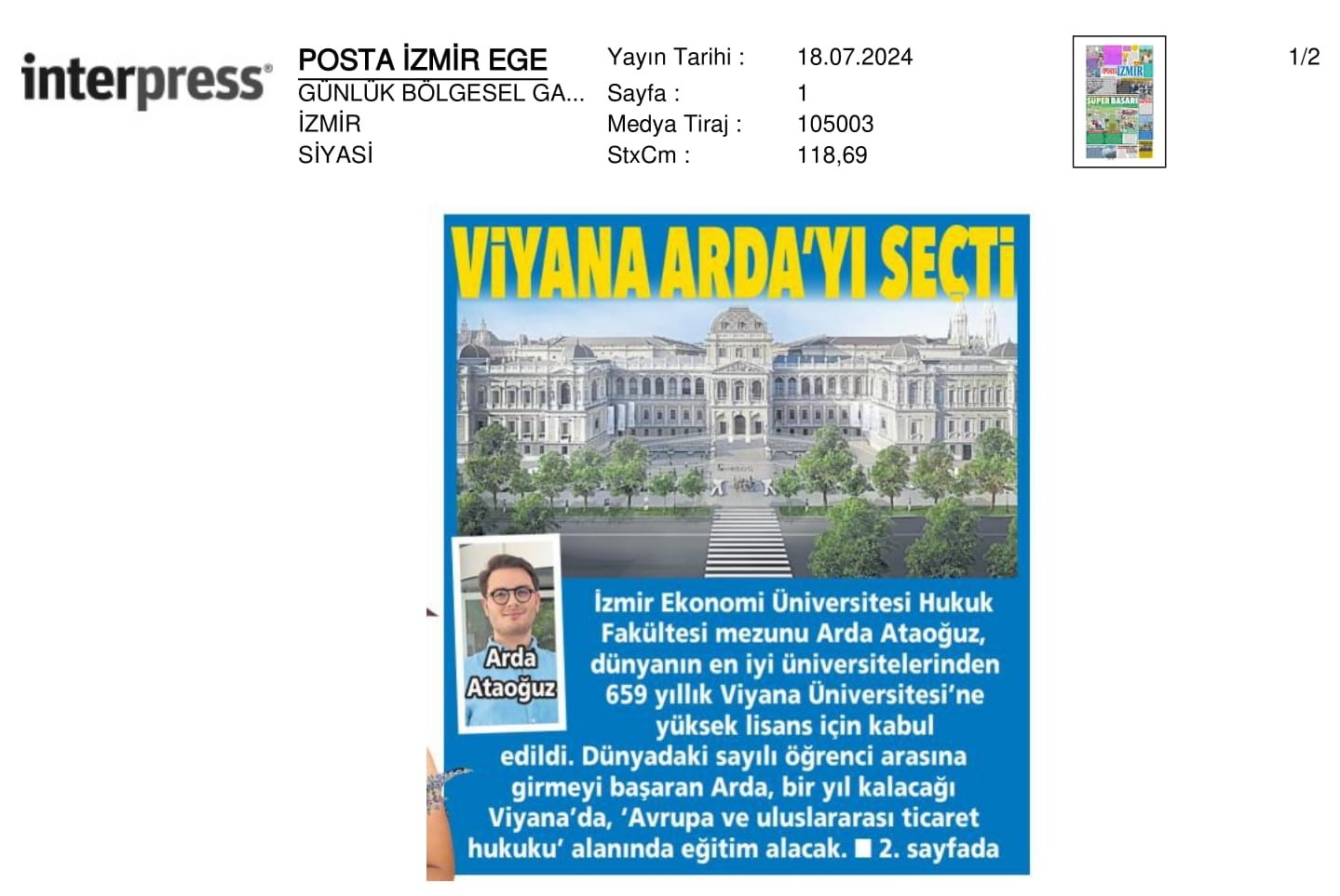 Viyana ‘Arda’yı Seçti