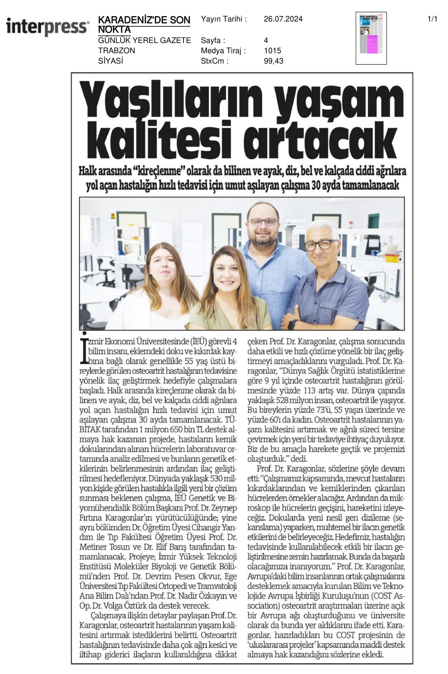 Yaşlıların Yaşam Kalitesi Artacak: Yeni İlaç İçin Çalışmalar Başladı