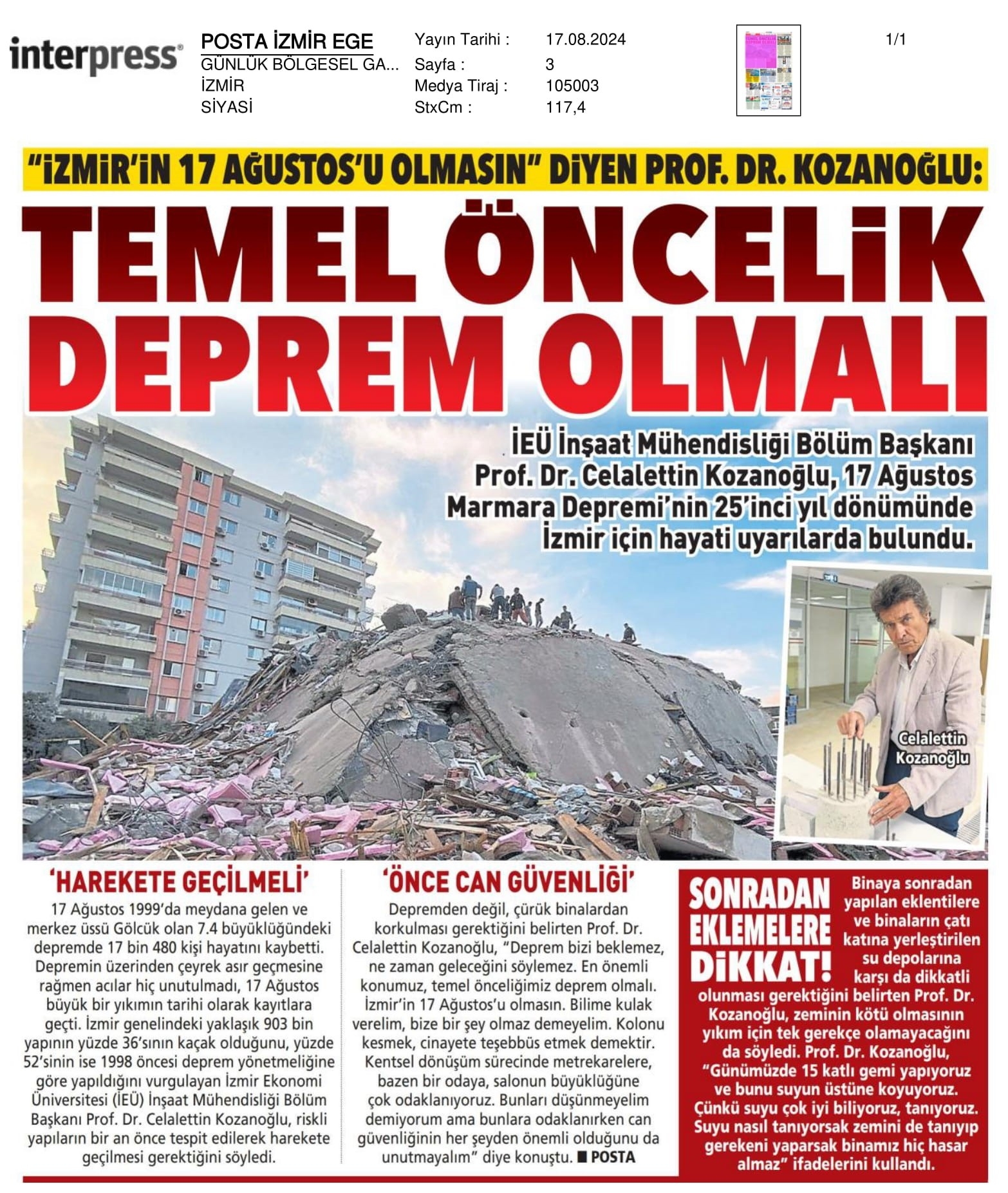 İzmir’in 17 Ağustos’u Olmasın