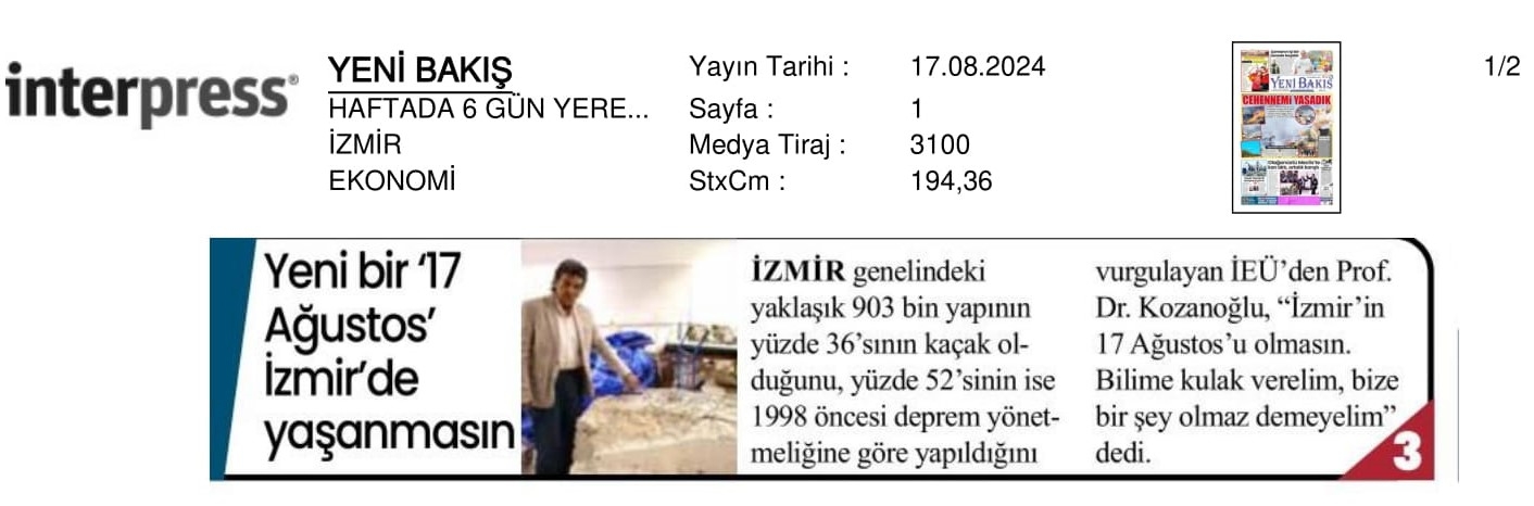 İzmir’in 17 Ağustos’u Olmasın