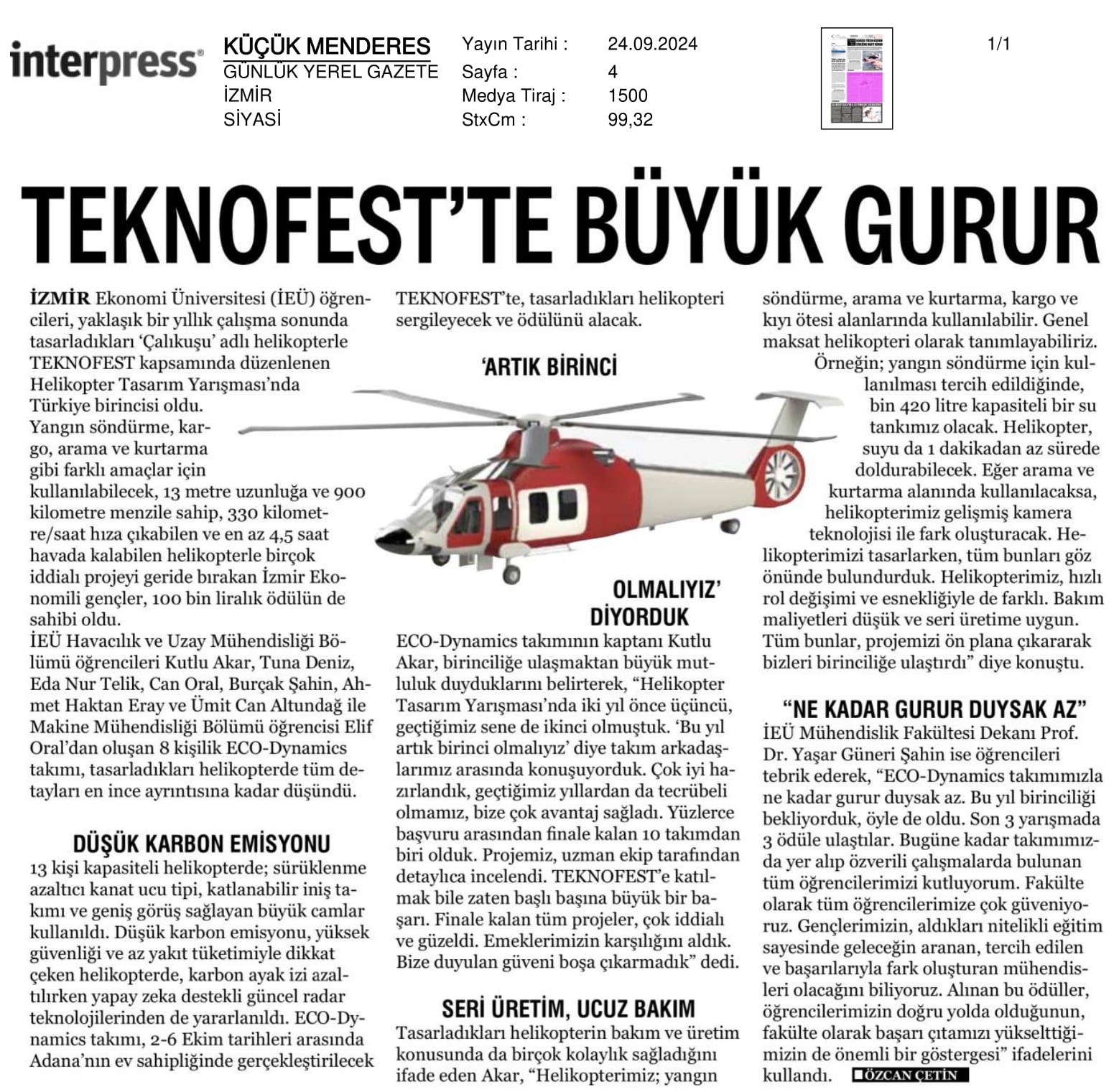 Helikopterle Ödüle Uçtular