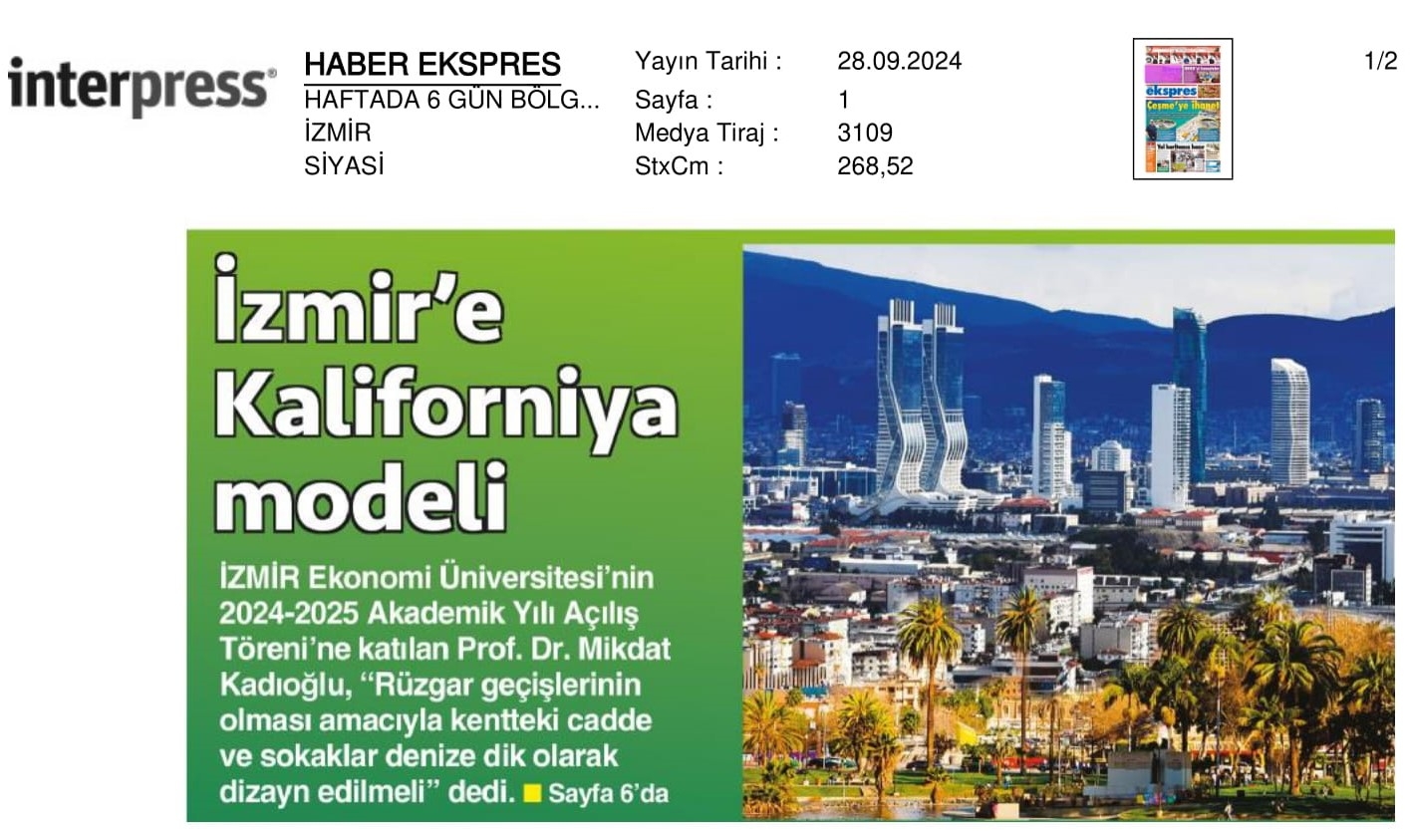 İzmir’e ‘Kaliforniya’ Önerisi