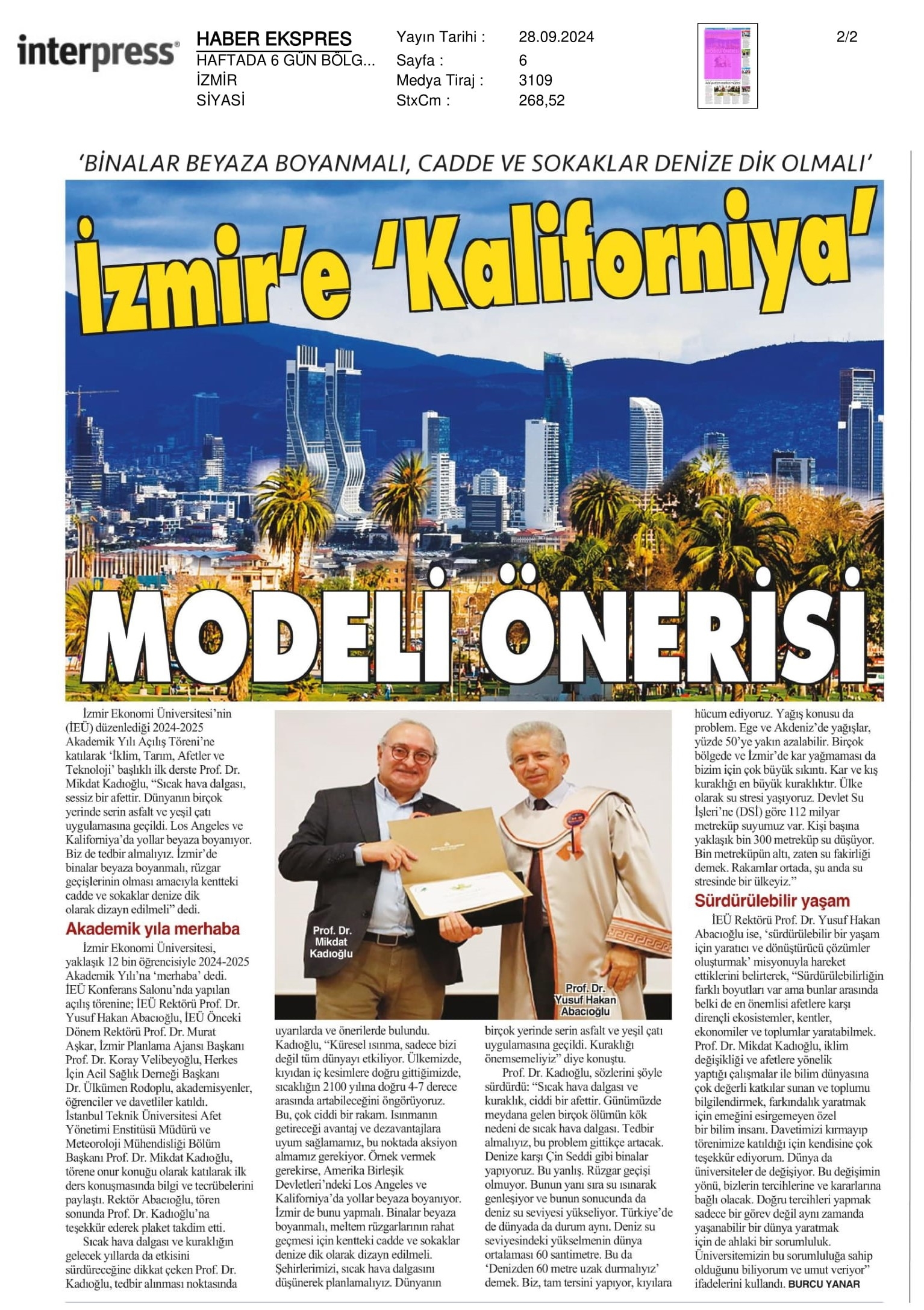 İzmir’e ‘Kaliforniya’ Önerisi