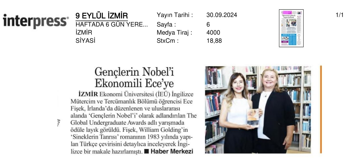 Gençlerin Nobel'ini Ece Aldı