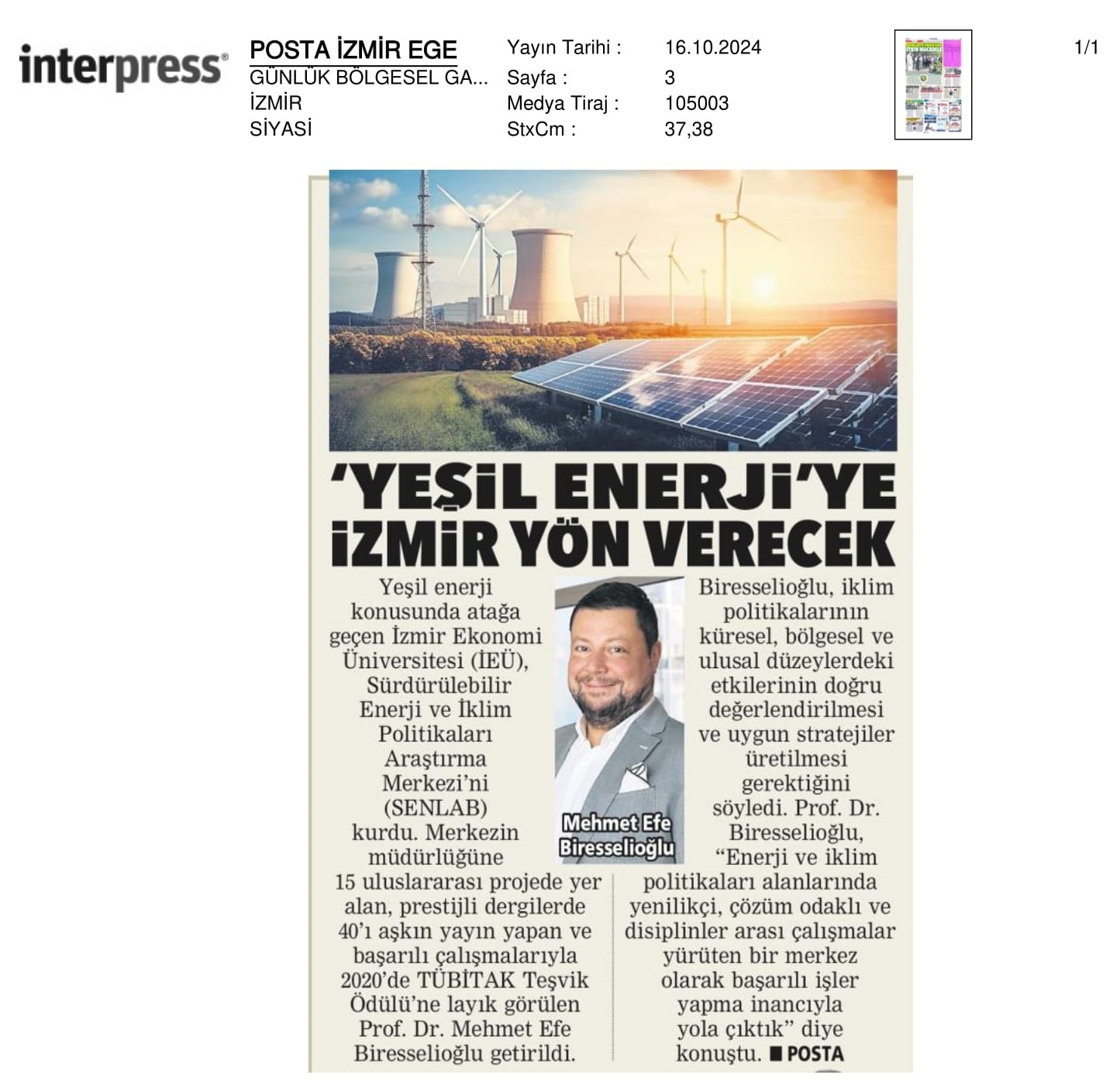 İzmir’den Türkiye’ye ‘Yeşil Enerji’ Atağı