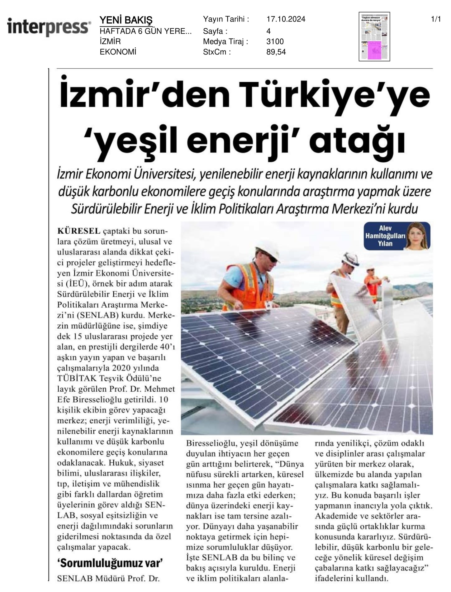 İzmir’den Türkiye’ye ‘Yeşil Enerji’ Atağı