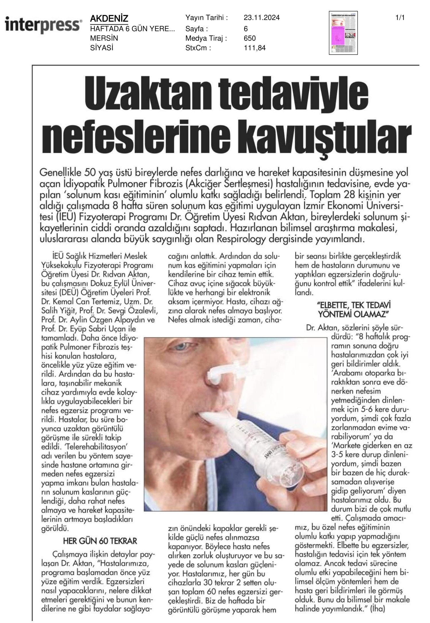 Uzaktan Tedaviyle ‘Nefeslerine’ Kavuştular