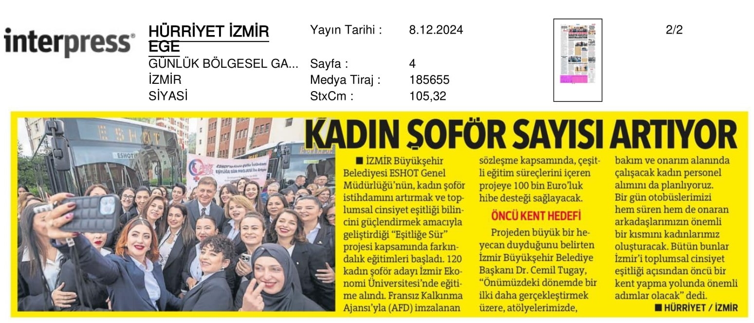 İzmir'de 120 Kadın Şoför Yollara Çıkıyor