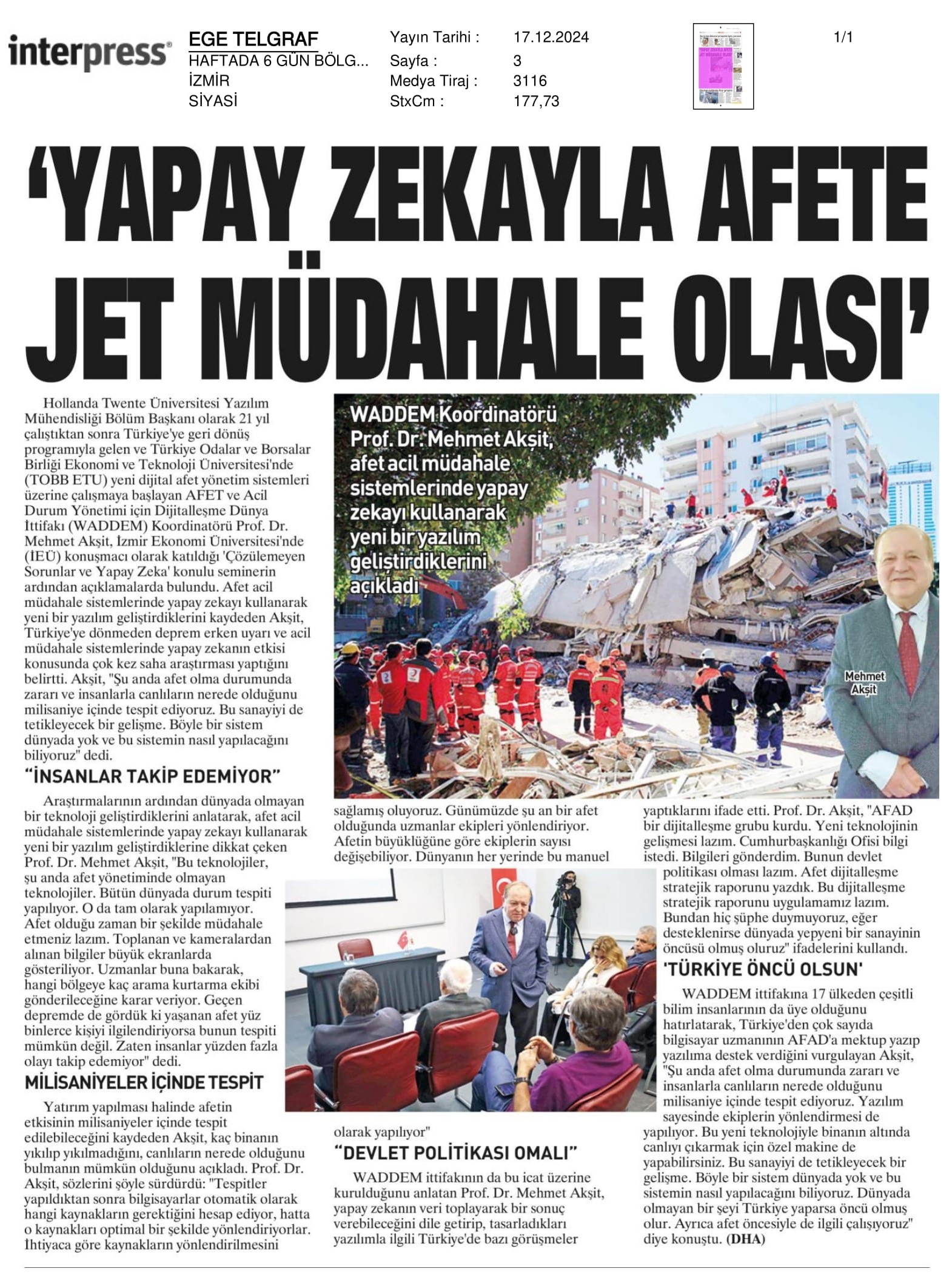 Afete Karşı Jet Yazılım