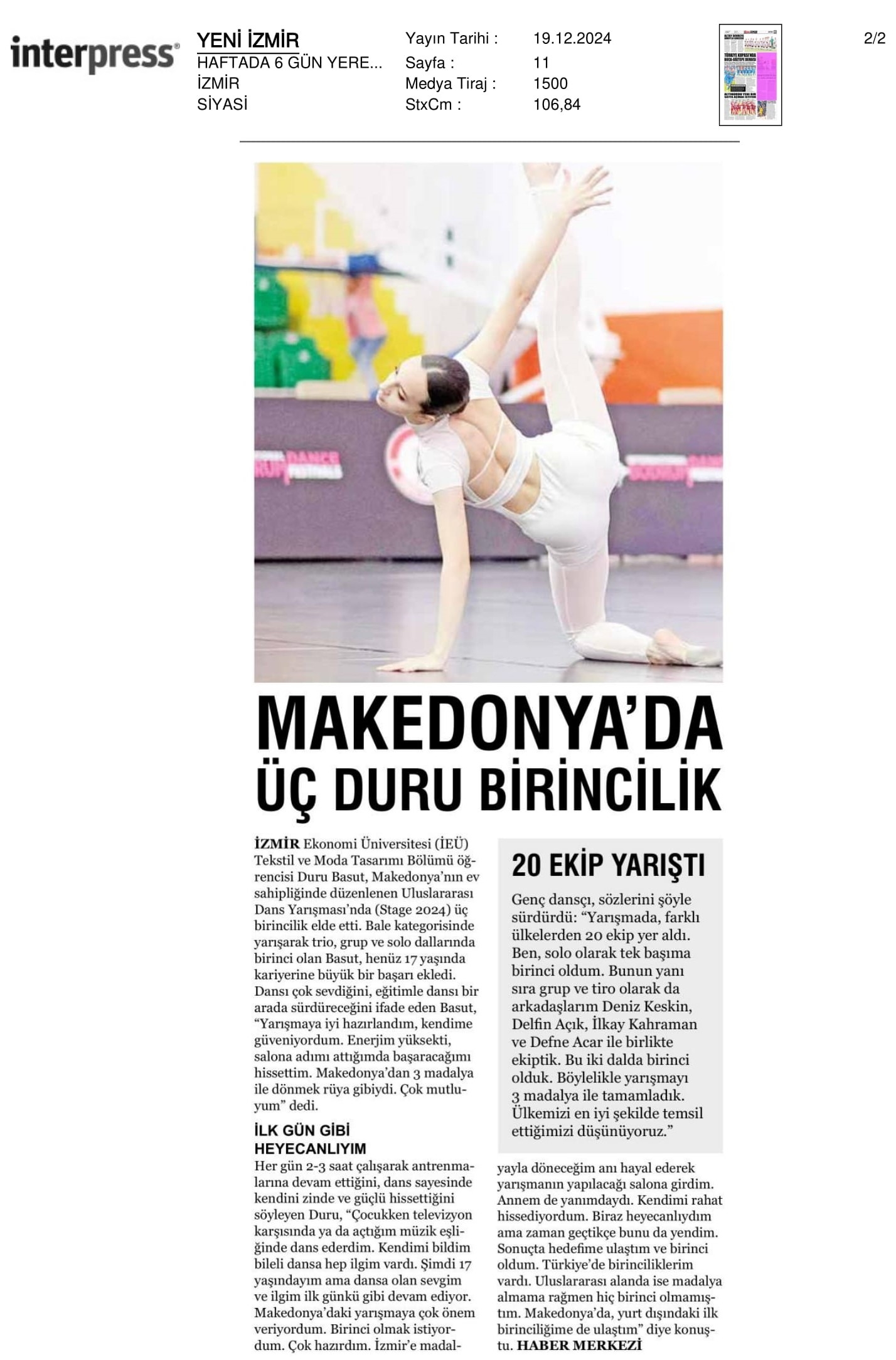 ‘Duru’ Yetenekten Makedonya’da Üç Birincilik