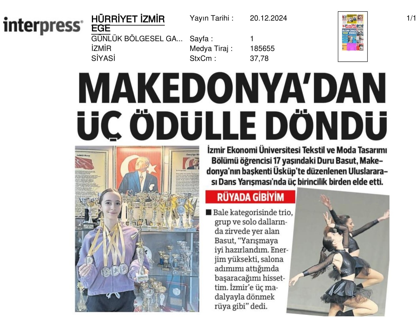 ‘Duru’ Yetenekten Makedonya’da Üç Birincilik