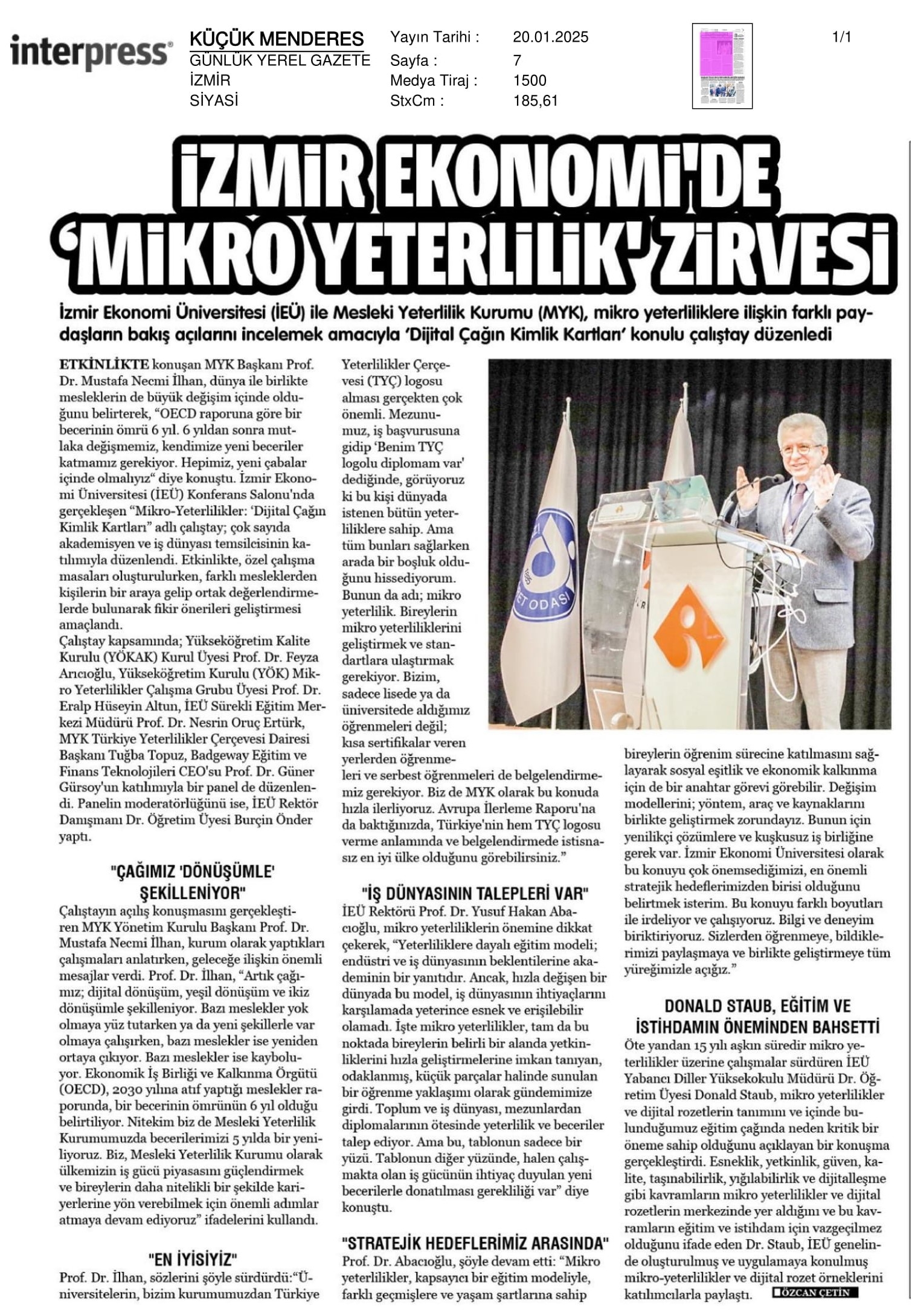 İzmir Ekonomi’de ‘Mikro Yeterlilik’ Zirvesi