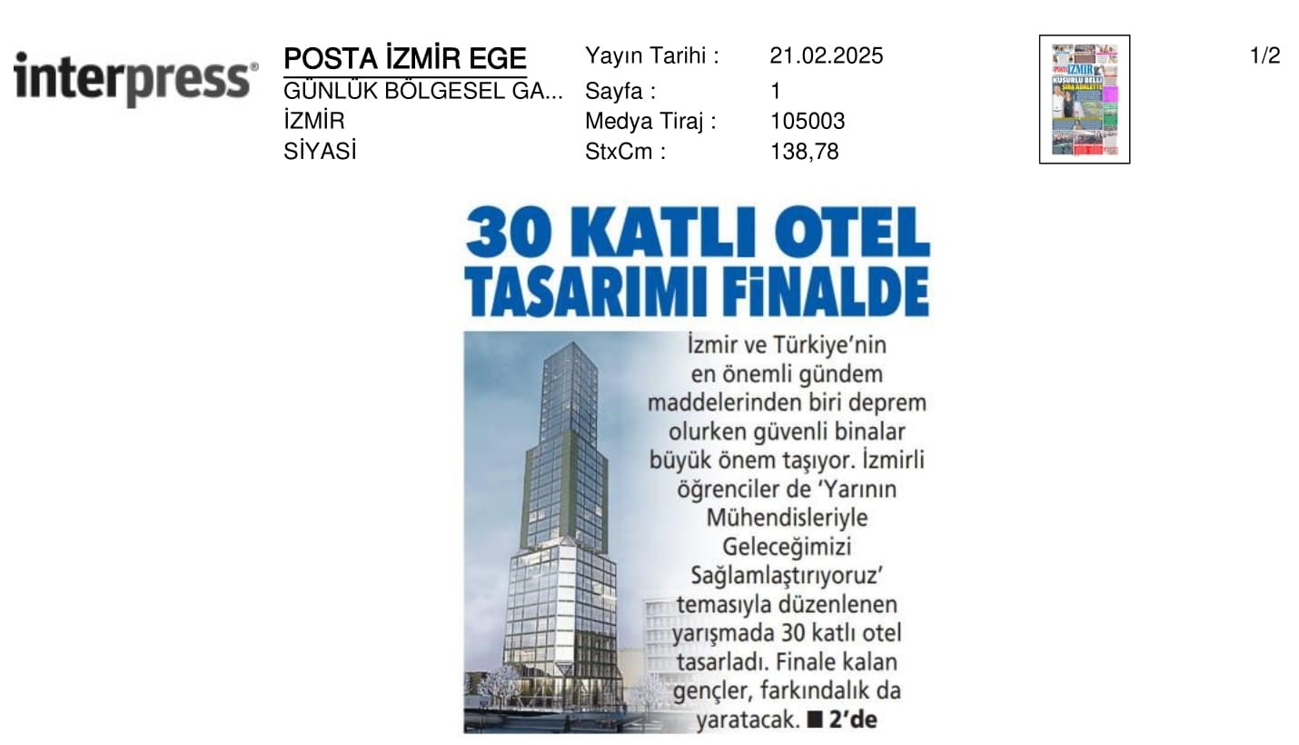 30 Katlı Otel Tasarımı Türkiye Finalisti Oldu